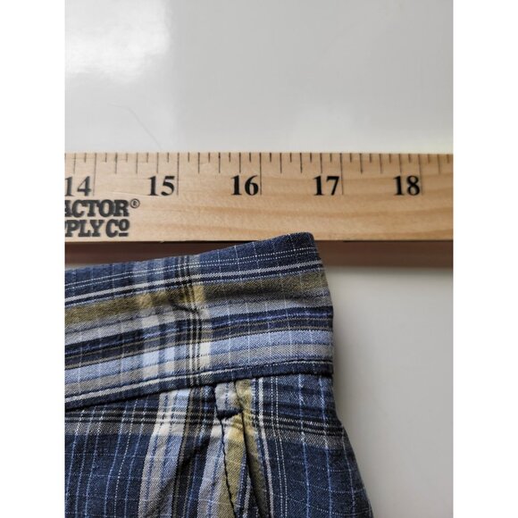 Tommy Bahama Shorts Men 33 Linen Silk Blue Yellow Plaid Flat Front Golf - Picture 5 of 14